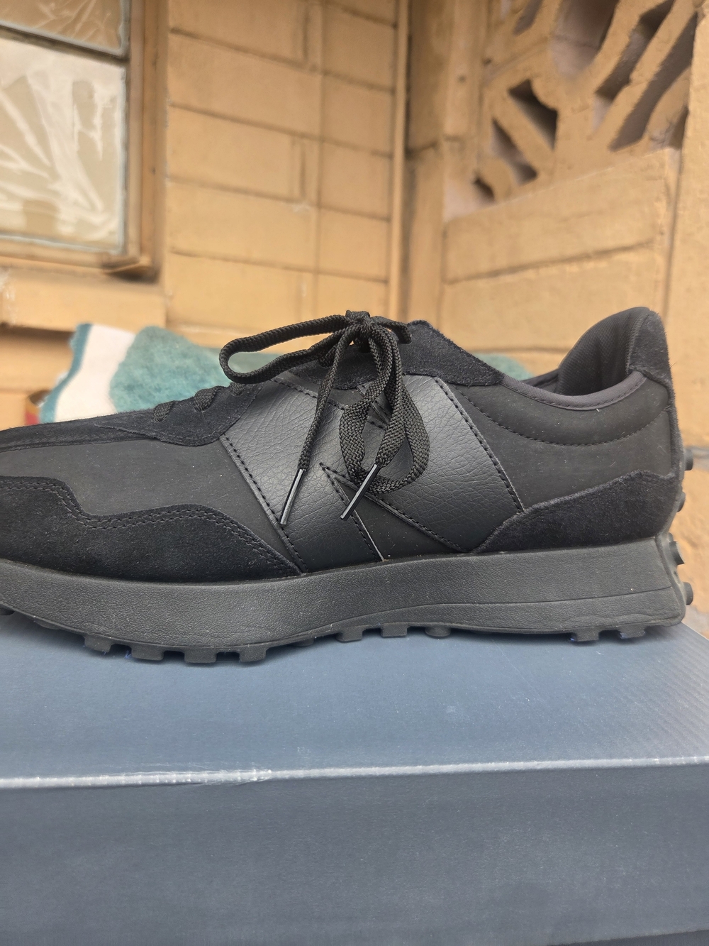 New Balance All-Black Suede & Leather Lace-Up Sneakers